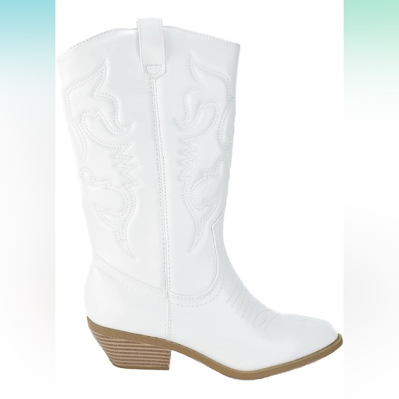 White Soda Reno Women Western Cowboy Pointed Toe Knee High Pull On Tabs Boots - Picture 3 of 4